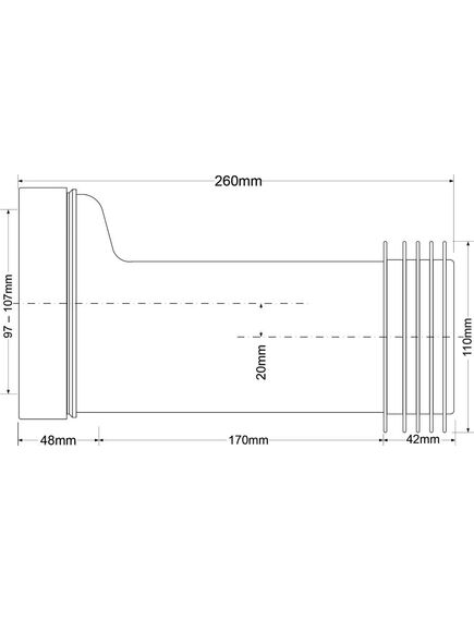 Купить Фановая труба (L260мм) с прокладкой и 20мм смещением; вход на 90-110мм, выход вставляется внутрь 4"/110мм трубы (mrwc7) по цене 1143 руб., в Санкт-Петебруге в интернет магазине 100-Систем, а также дургие товары McALPINE из раздела Трубчатые отводы и Отводы для унитазов