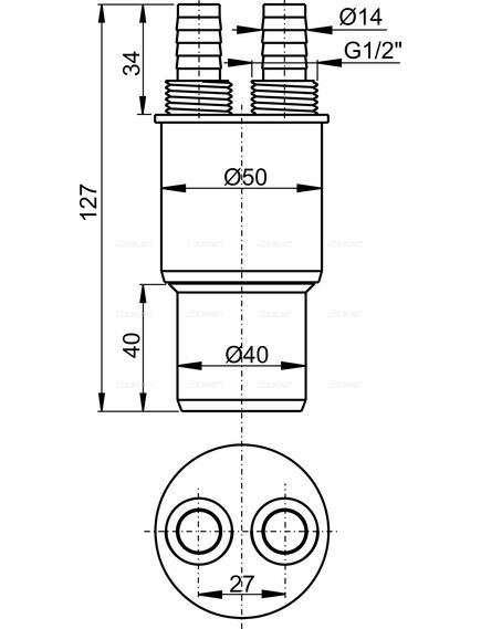 Купить Переходная муфта HT 40/50xG1/2″ (aks6) по цене 188 руб., в Санкт-Петебруге в интернет магазине 100-Систем, а также дургие товары AlcaPlast из раздела Комплектующие и Сифоны