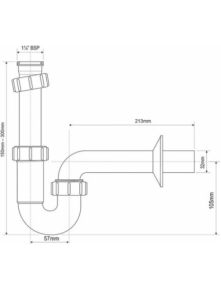 Купить Сифон трубный Р-образный (1 1/4"х32мм) без выпуска с отводной трубой D32мм и отражателем; выход компрессионный Ду=32мм (mrw8) по цене 803.91 руб., в Санкт-Петебруге в интернет магазине 100-Систем, а также дургие товары McALPINE из раздела Сифоны для моек и Сифоны