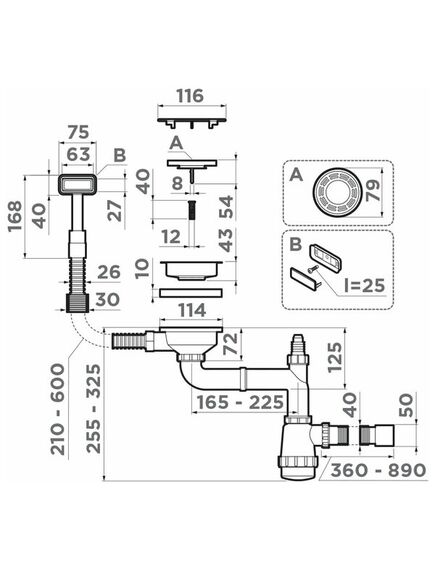 Купить Сифон для кухонной мойки Omoikiri WK-1C-IN 4956472 нержавеющая сталь (4956472) по цене 3888 руб., в Санкт-Петебруге в интернет магазине 100-Систем, а также дургие товары Omoikiri из раздела Сифоны для моек и Сифоны