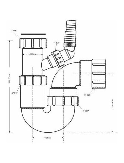 Купить Сифон трубный Р-образный (2"х50мм) без выпуска с адаптером под углом для слива бытовой техники; выход компрессионный Ду=50мм (5259w) по цене 1648.46 руб., в Санкт-Петебруге в интернет магазине 100-Систем, а также дургие товары McALPINE из раздела Сифоны для моек и Сифоны