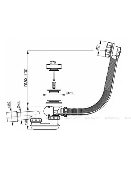 Купить Слив-перелив п/автомат Aquanet V55R 70см эко п/упак, белый  (323242) по цене 2690 руб., в Санкт-Петебруге в интернет магазине 100-Систем, а также дургие товары AQUANET из раздела Слив-перелив и Сифоны для раковин