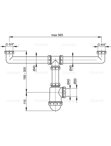 Купить Сифон для кухонной мойки Alcadrain A448-DN50/40 Белый (a448-dn50/40) по цене 1177 руб., в Санкт-Петебруге в интернет магазине 100-Систем, а также дургие товары AlcaPlast из раздела Сифоны для моек и Сифоны