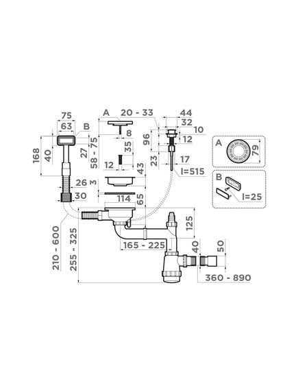 Купить Сифон для кухонной мойки Omoikiri WK-1-A-GB 4956767 графит (4956767) по цене 8288 руб., в Санкт-Петебруге в интернет магазине 100-Систем, а также дургие товары Omoikiri из раздела Сифоны для моек и Сифоны