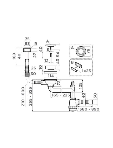 Купить Сифон для кухонной мойки Omoikiri WK-1-A-GM 4956470 вороненая сталь (4956470) по цене 7188 руб., в Санкт-Петебруге в интернет магазине 100-Систем, а также дургие товары Omoikiri из раздела Сифоны для моек и Сифоны