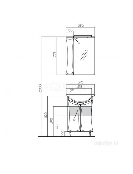 Купить Тумба с раковиной Aquaton Джимми 57У 1A2505K0DJ010 (1a2505k0dj010) по цене 9630 руб., в Санкт-Петебруге в интернет магазине 100-Систем, а также дургие товары AQUATON из раздела Тумбы с умывальником и Мебель для ванной комнаты