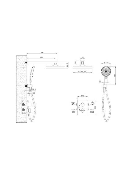 Купить Душевая система скрытого монтажа 6в1 Thermostat, арт. 6в1 TH, ESKO (6in1 th) по цене 44990 руб., в Санкт-Петебруге в интернет магазине 100-Систем, а также дургие товары ESKO из раздела Душевые комплекты встраиваемого монтажа и Душевые комплекты встраиваемого монтажа