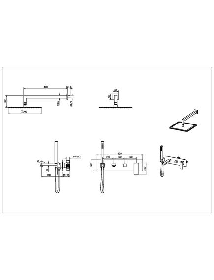 Купить Смеситель встроенный + верхний+ ручной душ Qubic Matt Gun Metal (474-gm) по цене 54381 руб., в Санкт-Петебруге в интернет магазине 100-Систем, а также дургие товары BOHEME из раздела Душевые комплекты встраиваемого монтажа и Душевые комплекты встраиваемого монтажа