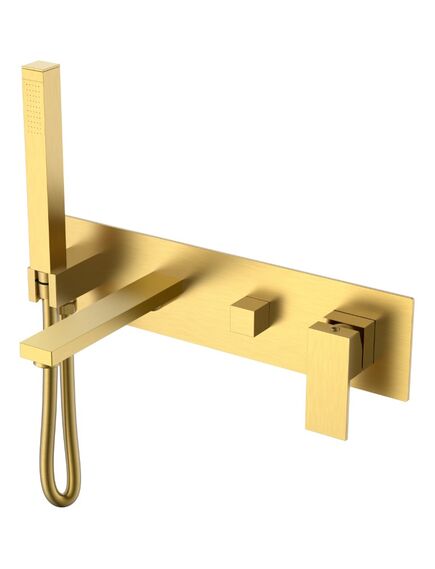 Купить Смеситель для ванны встроенный Qubic Matt Gold (474-2-mg) по цене 39896 руб., в Санкт-Петебруге в интернет магазине 100-Систем, а также дургие товары BOHEME из раздела Встраиваемые настенные смесители для ванны и душа и Смесители для ванны и душа