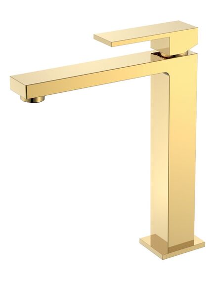 Купить Смеситель для умывальника высокий Qubic Shinny Gold (472-g) по цене 26789 руб., в Санкт-Петебруге в интернет магазине 100-Систем, а также дургие товары BOHEME из раздела Рычажные смесители и Смесители для раковины
