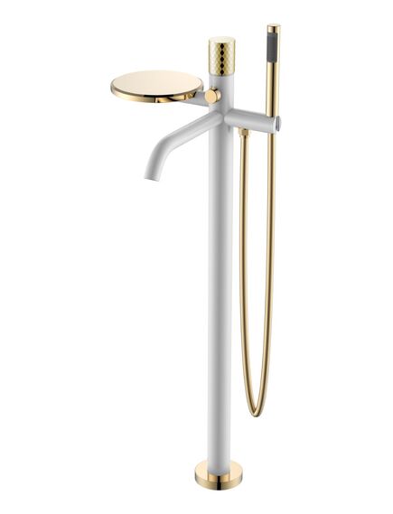 Купить Смеситель напольный STICK WHITE DIAMOND GOLD (129-wg) по цене 65541 руб., в Санкт-Петебруге в интернет магазине 100-Систем, а также дургие товары BOHEME из раздела Напольные смесители для ванны, раковины и Смесители для ванны и душа