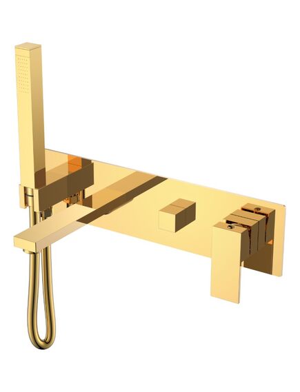 Купить Смеситель для ванны встроенный Qubic Shinny Gold (474-2-g) по цене 39896 руб., в Санкт-Петебруге в интернет магазине 100-Систем, а также дургие товары BOHEME из раздела Встраиваемые настенные смесители для ванны и душа и Смесители для ванны и душа