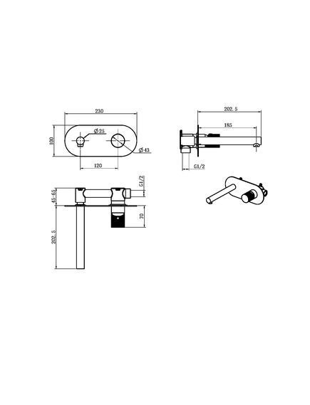 Купить Смеситель STICK из стены CHROME TOUCH CHROME (125-crcr.2) по цене 22267 руб., в Санкт-Петебруге в интернет магазине 100-Систем, а также дургие товары BOHEME из раздела Встраиваемые настенные смесители для раковины и Смесители для раковины