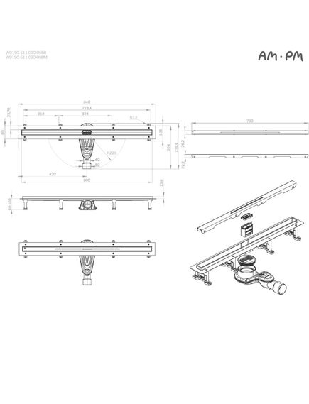 Купить W01SC-S11-080-05SB MasterFlow Трап для душа линейный универс затвор Slim line 80см цвет сталь мат (w01sc-s11-080-05sb) по цене 17490 руб., в Санкт-Петебруге в интернет магазине 100-Систем, а также дургие товары AM.PM из раздела Лотки и Душевые лотки и душевые трапы
