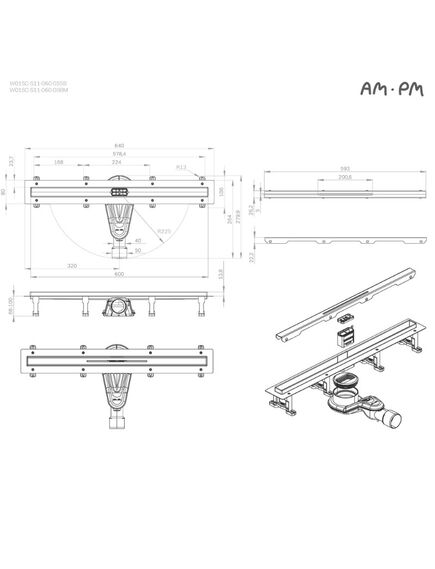 Купить W01SC-S11-060-05BM MasterFlow Трап для душа линейный универс затвор Slim line 60см цвет черн мат (w01sc-s11-060-05bm) по цене 17890 руб., в Санкт-Петебруге в интернет магазине 100-Систем, а также дургие товары AM.PM из раздела Лотки и Душевые лотки и душевые трапы