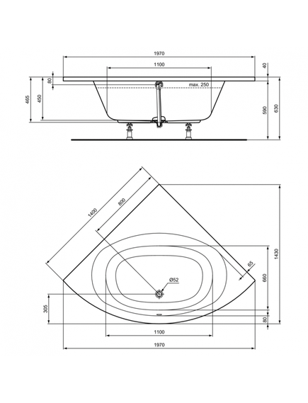 Купить Угловая ванна 140х140 см Ideal Standard HOTLINE K275101 (k275101) по цене 54158.69 руб., в Санкт-Петебруге в интернет магазине 100-Систем, а также дургие товары IDEAL STANDARD из раздела Акриловые ванны и Ванны