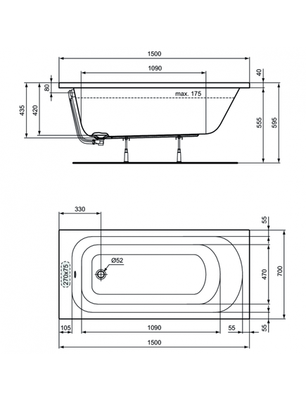 Купить Прямоугольная ванна 150х70 см Ideal Standard SIMPLICITY W004201 (w004201) по цене 31665.4 руб., в Санкт-Петебруге в интернет магазине 100-Систем, а также дургие товары IDEAL STANDARD из раздела Акриловые ванны и Ванны