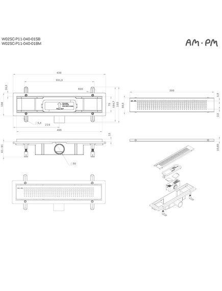 Купить W02SC-P11-040-01SB PrimeFlow Трап для душа линейный универс затвор Cut Gradient 40см цвет сталь мат (w02sc-p11-040-01sb) по цене 7490 руб., в Санкт-Петебруге в интернет магазине 100-Систем, а также дургие товары AM.PM из раздела Лотки и Душевые лотки и душевые трапы