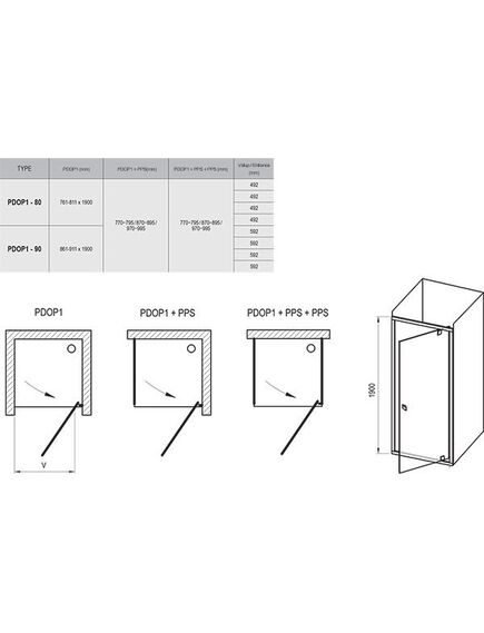 Купить Душевая дверь поворотного типа Ravak Pivot PDOP1 (03g40100z1) по цене 59290 руб., в Санкт-Петебруге в интернет магазине 100-Систем, а также дургие товары RAVAK из раздела Душевые двери и Душевые двери, перегородки