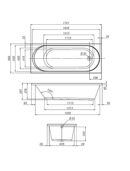 Купить W94A-170-070W-A1 X-Joy Ванна акриловая 170х70 (w94a-170-070w-a1) по цене 20990 руб., в Санкт-Петебруге в интернет магазине 100-Систем, а также дургие товары AM.PM из раздела Акриловые ванны и Ванны