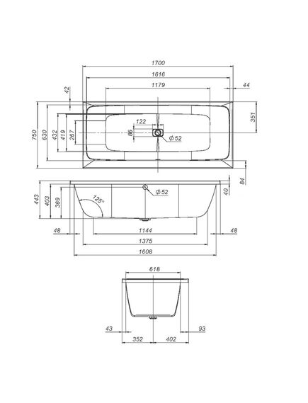 Купить W84A-170-075W-A Func Ванна акриловая 170х75, шт (w84a-170-075w-a) по цене 32790 руб., в Санкт-Петебруге в интернет магазине 100-Систем, а также дургие товары AM.PM из раздела Акриловые ванны и Ванны