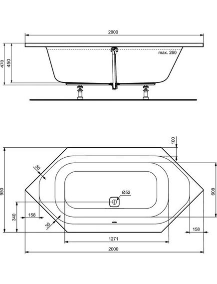 Купить Шестиугольная встраиваемая акриловая ванна 200X100 см Ideal Standard TONIC II K747001 (k747001) по цене 95016.09 руб., в Санкт-Петебруге в интернет магазине 100-Систем, а также дургие товары IDEAL STANDARD из раздела Акриловые ванны и Ванны