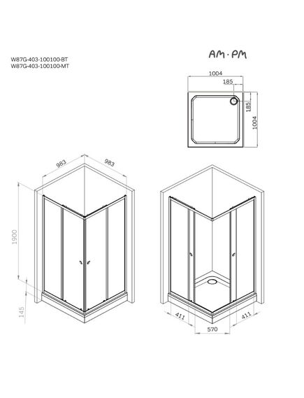 Купить W87G-403-100100-MT Sunny душ огражд квадратн, раздвижн двери 100x100 серебро,стекло прозрачн (w87g-403-100100-mt) по цене 30190 руб., в Санкт-Петебруге в интернет магазине 100-Систем, а также дургие товары AM.PM из раздела Душевые ограждения и Душевые кабины и ограждения