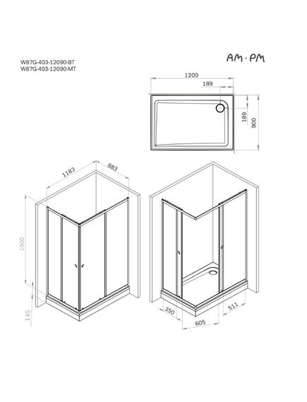 Купить W87G-403-12090-BT Sunny душ огражд прямоугольн, раздвижн двери 120x90 черный,стекло прозрачн (w87g-403-12090-bt) по цене 29490 руб., в Санкт-Петебруге в интернет магазине 100-Систем, а также дургие товары AM.PM из раздела Душевые ограждения и Душевые кабины и ограждения
