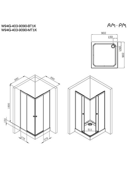 Купить W94G-403-9090-МТ1К X-joy душевое огражд квадратн.,раздвиж.двери 90x90 хром мат.,стекло прозрачн (w94g-403-9090-мт1к) по цене 28890 руб., в Санкт-Петебруге в интернет магазине 100-Систем, а также дургие товары AM.PM из раздела Душевые ограждения и Душевые кабины и ограждения