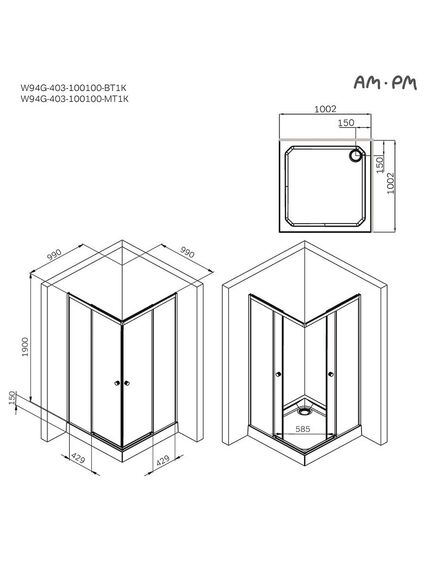 Купить W94G-403-100100-MТ1К X-joy душевое огражд квадратн.,раздвиж.двери 100x100 хром мат.,стекло прозрачн (w94g-403-100100-mт1к) по цене 30990 руб., в Санкт-Петебруге в интернет магазине 100-Систем, а также дургие товары AM.PM из раздела Душевые ограждения и Душевые кабины и ограждения