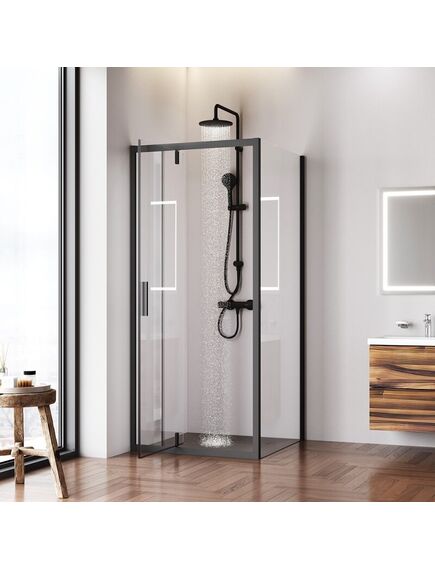 Купить W90G-404-9090-BT Gem Душевое ограждение  Square Pivot 90x90 стекло прозрачное, профиль матовый черный (w90g-404-9090-bt) по цене 39490 руб., в Санкт-Петебруге в интернет магазине 100-Систем, а также дургие товары AM.PM из раздела Душевые ограждения и Душевые кабины и ограждения
