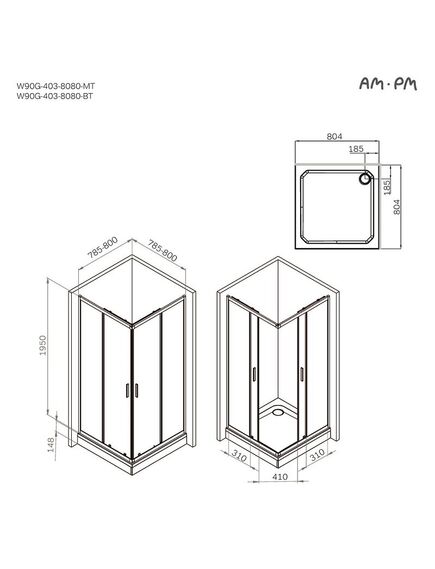 Купить W90G-403-8080-BT Gem душевое огражд квадратн.,раздвиж.двери 80x80 черный мат.,стекло прозрачн (w90g-403-8080-bt) по цене 33990 руб., в Санкт-Петебруге в интернет магазине 100-Систем, а также дургие товары AM.PM из раздела Душевые ограждения и Душевые кабины и ограждения