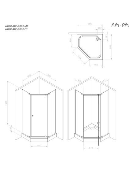 Купить W87G-405-9090-MT Sunny душ огражд 5-угольн, распашн дверь 90x90 серебро,стекло прозрачн (w87g-405-9090-mt) по цене 25890 руб., в Санкт-Петебруге в интернет магазине 100-Систем, а также дургие товары AM.PM из раздела Душевые ограждения и Душевые кабины и ограждения