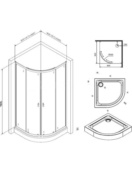 Купить W88E-205-090MT64 X-Joy Twin Slide,  Душевое ограждение c поддоном, 90x90, профиль мат хром (w88e-205-090mt64) по цене 52190 руб., в Санкт-Петебруге в интернет магазине 100-Систем, а также дургие товары AM.PM из раздела Душевые ограждения и Душевые кабины и ограждения