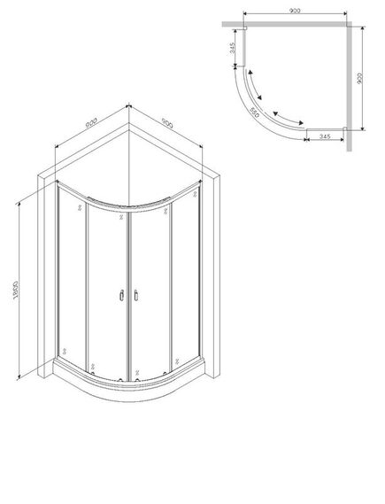Купить W88G-205-090MT64 X-Joy Twin Slide,  Душевое ограждение без  поддона, 90x90, профиль мат хром (w88g-205-090mt64) по цене 17990 руб., в Санкт-Петебруге в интернет магазине 100-Систем, а также дургие товары AM.PM из раздела Душевые ограждения и Душевые кабины и ограждения