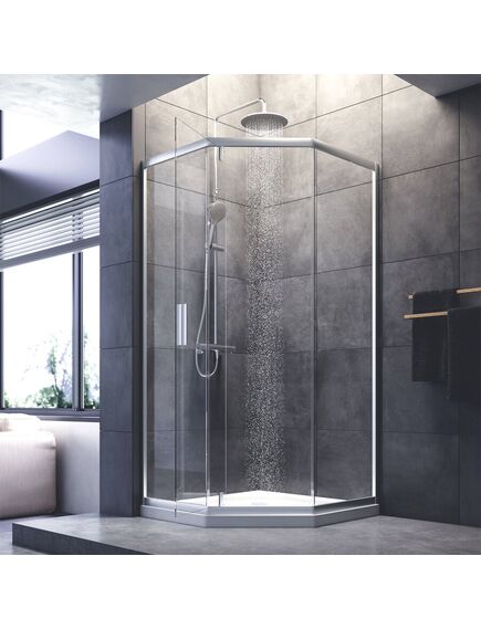 Купить W90G-405-090MT Душевое ограждение Gem 5-corner Pivot 90x90 стекло прозрачное, профиль матовый хром,  (w90g-405-090mt) по цене 60690 руб., в Санкт-Петебруге в интернет магазине 100-Систем, а также дургие товары AM.PM из раздела Душевые ограждения и Душевые кабины и ограждения