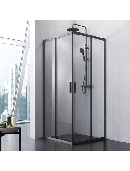 Купить W93G-403-090BT Душевое ограждение Gem S Square Slide 90x90 стекло прозрачное, профиль черный матовый (w93g-403-090bt) по цене 57990 руб., в Санкт-Петебруге в интернет магазине 100-Систем, а также дургие товары AM.PM из раздела Душевые ограждения и Душевые кабины и ограждения