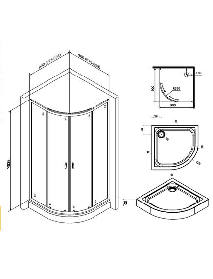 Купить W88E-205-090BT64 X-Joy Twin Slide,  Душевое ограждение c поддоном, 90x90, профиль черный (w88e-205-090bt64) по цене 52190 руб., в Санкт-Петебруге в интернет магазине 100-Систем, а также дургие товары AM.PM из раздела Душевые ограждения и Душевые кабины и ограждения