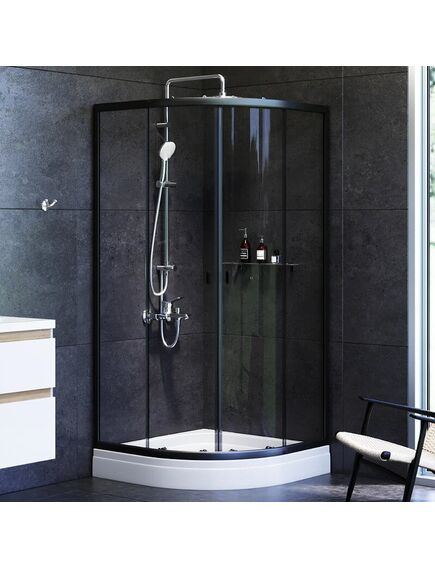 Купить W88E-205-090BT64 X-Joy Twin Slide,  Душевое ограждение c поддоном, 90x90, профиль черный (w88e-205-090bt64) по цене 52190 руб., в Санкт-Петебруге в интернет магазине 100-Систем, а также дургие товары AM.PM из раздела Душевые ограждения и Душевые кабины и ограждения