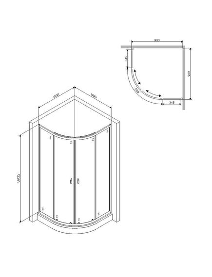 Купить W88G-205-090BT64 X-Joy Twin Slide,  Душевое ограждение без  поддона, 90x90, профиль черный (w88g-205-090bt64) по цене 27990 руб., в Санкт-Петебруге в интернет магазине 100-Систем, а также дургие товары AM.PM из раздела Душевые ограждения и Душевые кабины и ограждения