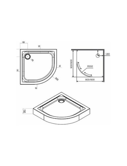 Купить W88T-205-080W64 X-Joy Twin Slide,   поддон душевой, 80x80 (w88t-205-080w64) по цене 18690 руб., в Санкт-Петебруге в интернет магазине 100-Систем, а также дургие товары AM.PM из раздела Сегмент (четверть круга) и Душевые поддоны