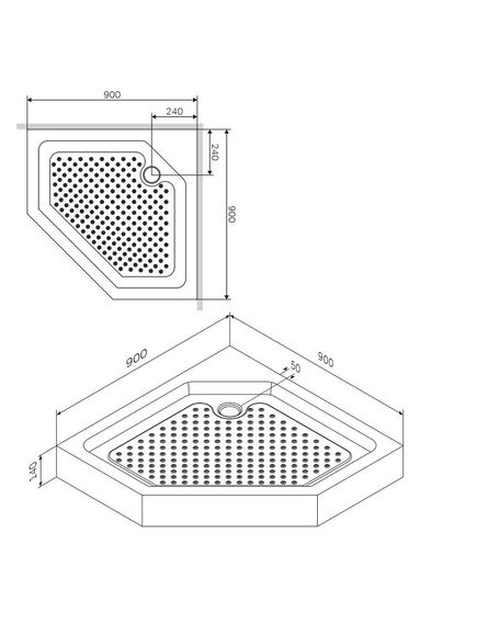 Купить W90T-405-090WT Gem поддон 5-угольный 90х90, с сифоном (w90t-405-090wt) по цене 20290 руб., в Санкт-Петебруге в интернет магазине 100-Систем, а также дургие товары AM.PM из раздела Нестандартные и Душевые поддоны