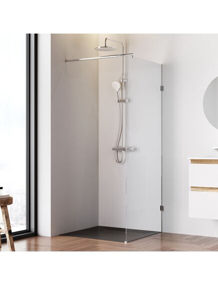 Купить W94WI-80-F1-MTE Душевая перегородка X-Joy 80x195, стекло прозр. 6 мм + покрытие, фурнитура мат хром (w94wi-80-f1-mte) по цене 13490 руб., в Санкт-Петебруге в интернет магазине 100-Систем, а также дургие товары AM.PM из раздела Душевые перегородки и Душевые двери, перегородки
