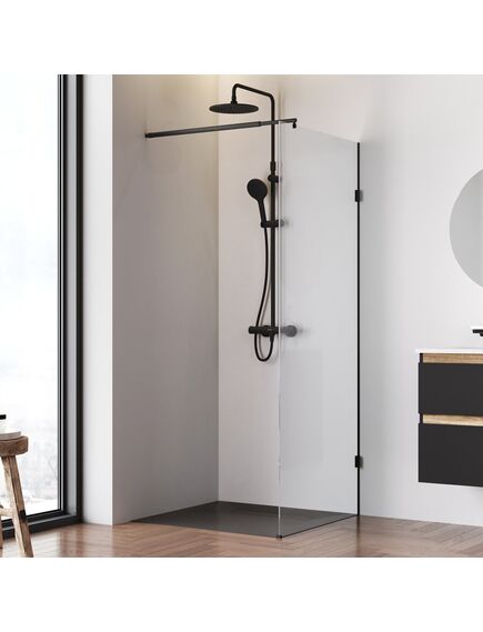 Купить W94WI-80-F1-BTE Душевая перегородка X-Joy 80x195, стекло прозр. 6 мм + покрытие, фурнитура черный (w94wi-80-f1-bte) по цене 13490 руб., в Санкт-Петебруге в интернет магазине 100-Систем, а также дургие товары AM.PM из раздела Душевые перегородки и Душевые двери, перегородки