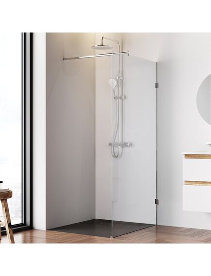 Купить W94WI-100-F1-MTE Душевая перегородка X-Joy 100x195, стекло прозр. 6 мм + покрытие, фурнитура мат хро (w94wi-100-f1-mte) по цене 14990 руб., в Санкт-Петебруге в интернет магазине 100-Систем, а также дургие товары AM.PM из раздела Душевые перегородки и Душевые двери, перегородки