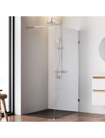 Купить W94WI-110-F1-MTE Душевая перегородка X-Joy 110x195, стекло прозр. 6 мм + покрытие, фурнитура мат хро (w94wi-110-f1-mte) по цене 15990 руб., в Санкт-Петебруге в интернет магазине 100-Систем, а также дургие товары AM.PM из раздела Душевые перегородки и Душевые двери, перегородки