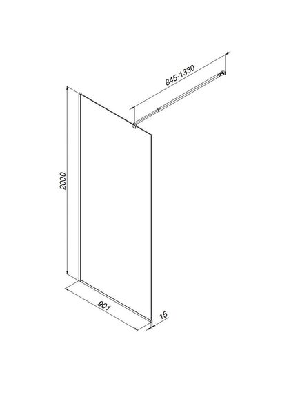 Купить W84WI-90-F1-BTE Душевая перегородка Func 90x200, стекло прозр. 8 мм + покрытие, профиль черный (w84wi-90-f1-bte) по цене 25890 руб., в Санкт-Петебруге в интернет магазине 100-Систем, а также дургие товары AM.PM из раздела Душевые перегородки и Душевые двери, перегородки