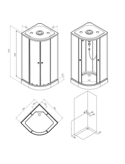 Купить W94C-401-090BT X-Joy кабина душевая  90x90, 1/4 круга,  профиль мат.черный, стекло прозрачное (w94c-401-090bt) по цене 60990 руб., в Санкт-Петебруге в интернет магазине 100-Систем, а также дургие товары AM.PM из раздела Душевые кабины и Душевые кабины и ограждения