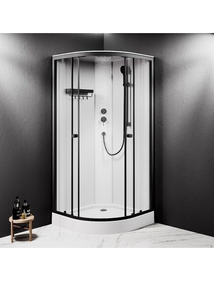 Купить W94C-401-090BT X-Joy кабина душевая  90x90, 1/4 круга,  профиль мат.черный, стекло прозрачное (w94c-401-090bt) по цене 60990 руб., в Санкт-Петебруге в интернет магазине 100-Систем, а также дургие товары AM.PM из раздела Душевые кабины и Душевые кабины и ограждения