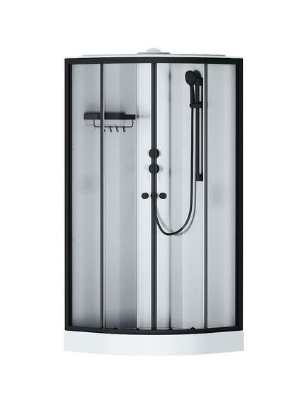 Купить W94C-401-090BT X-Joy кабина душевая  90x90, 1/4 круга,  профиль мат.черный, стекло прозрачное (w94c-401-090bt) по цене 60990 руб., в Санкт-Петебруге в интернет магазине 100-Систем, а также дургие товары AM.PM из раздела Душевые кабины и Душевые кабины и ограждения